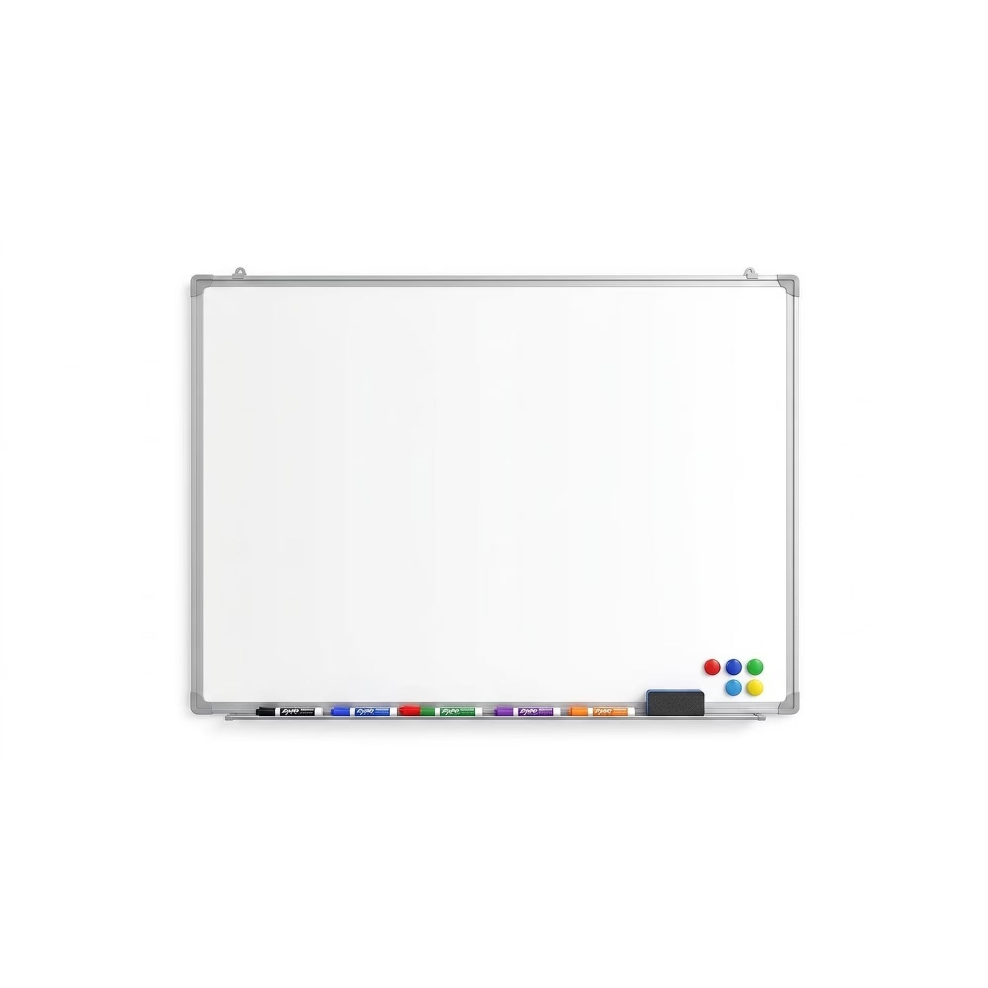 TACWILY 36 x 24 Inch Magnetic Whiteboard for Wall, Hanging Dry Erase Board with Silver Aluminum Frame, Includes Marker Tray, 8 Markers (Black, Red, Blue), 1 Eraser and 4 Magnets