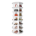 TACWILY 7-Tier Rotating Shoe Rack Tower, 360° Spinning Shoe Display Lazy Susan, Revolving Round Carousel for Closet Organization, Fits 28-35 Pairs, White, 63" High